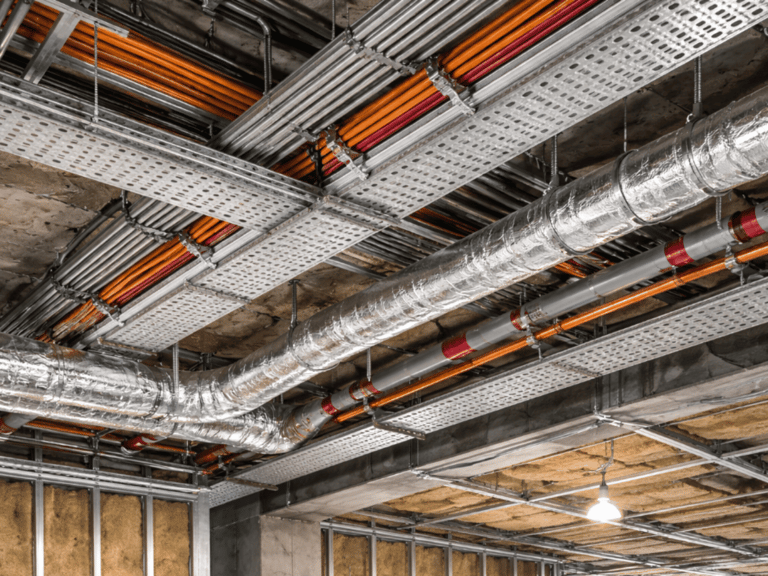 M&E service installation supported by channel systems in commercial building