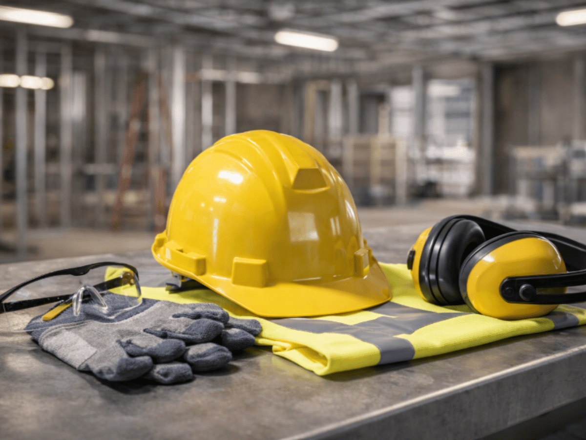 PPE equipment inside a construction site